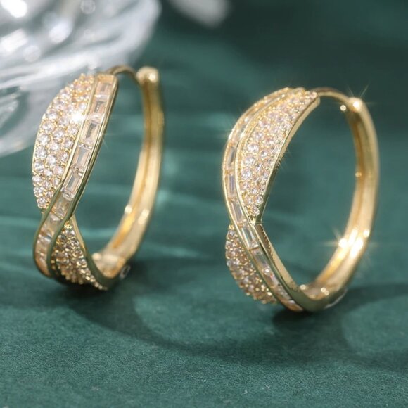14K Gold Womens 2ct Diamond Small Hoop Earrings Ladies NEW 14 K Silver Jewelry - Picture 4 of 6